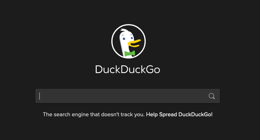 the DuckDuckGo homepage